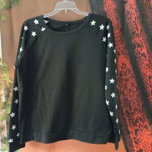 VGUC: Girls' sz Large Black & White Stars Long-Sleeves Sweater